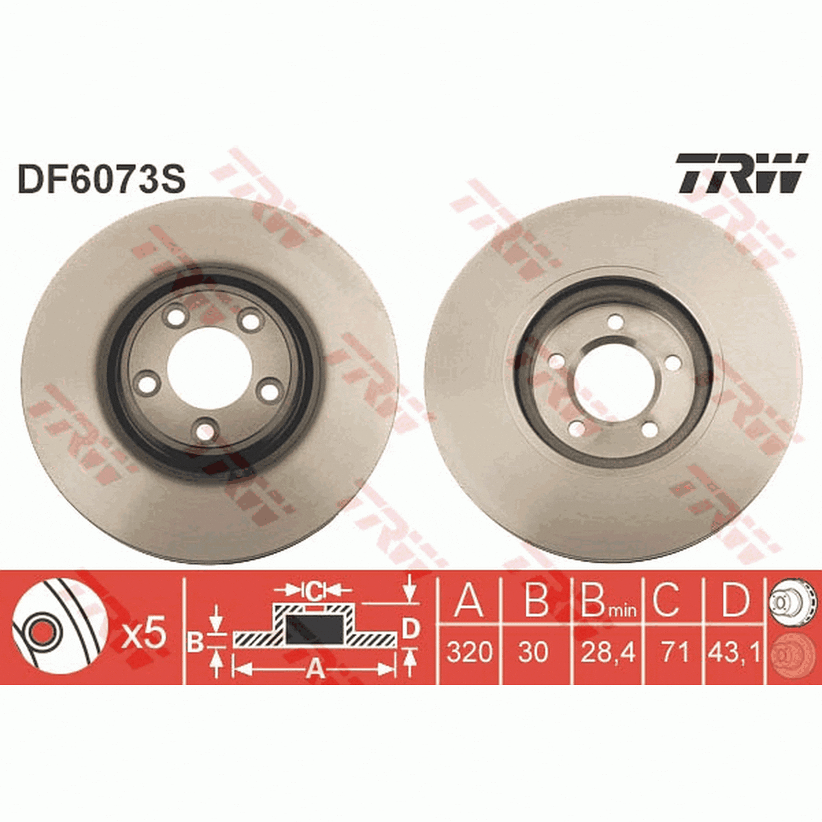 TRW Brake Rotor Front DF6073S