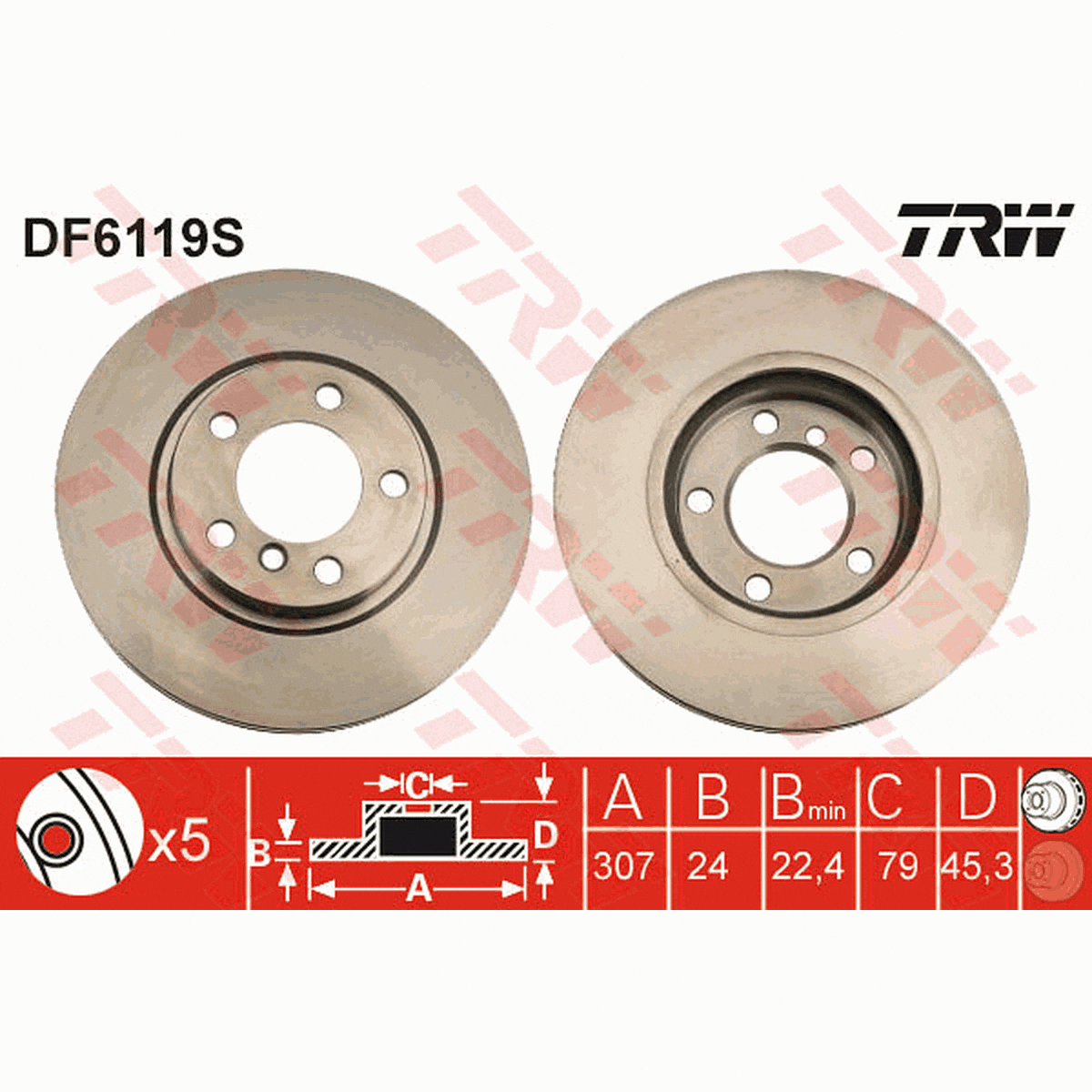 TRW Brake Rotor Front DF6119S