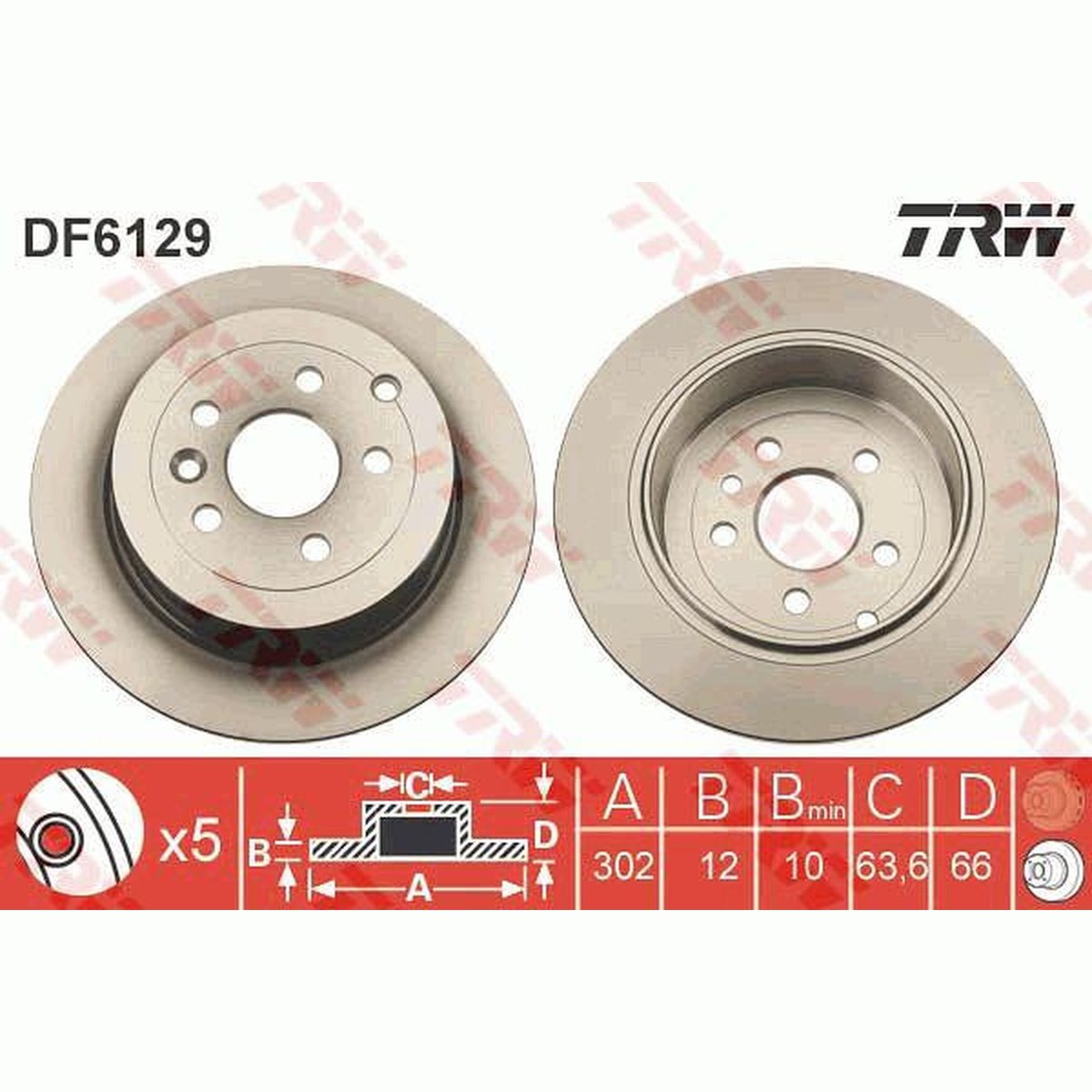TRW Brake Rotor Rear DF6129S