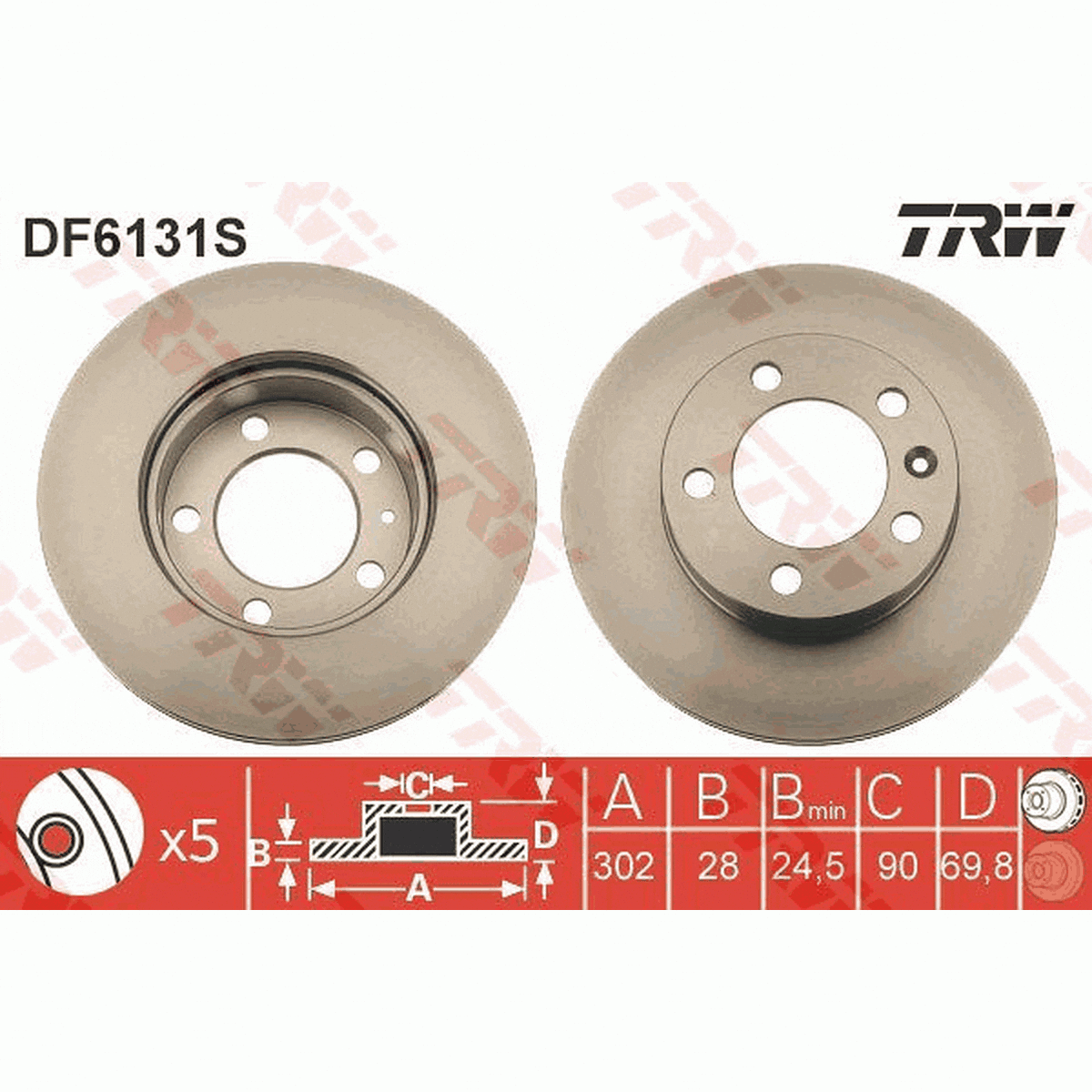 TRW Brake Rotor Front DF6131S