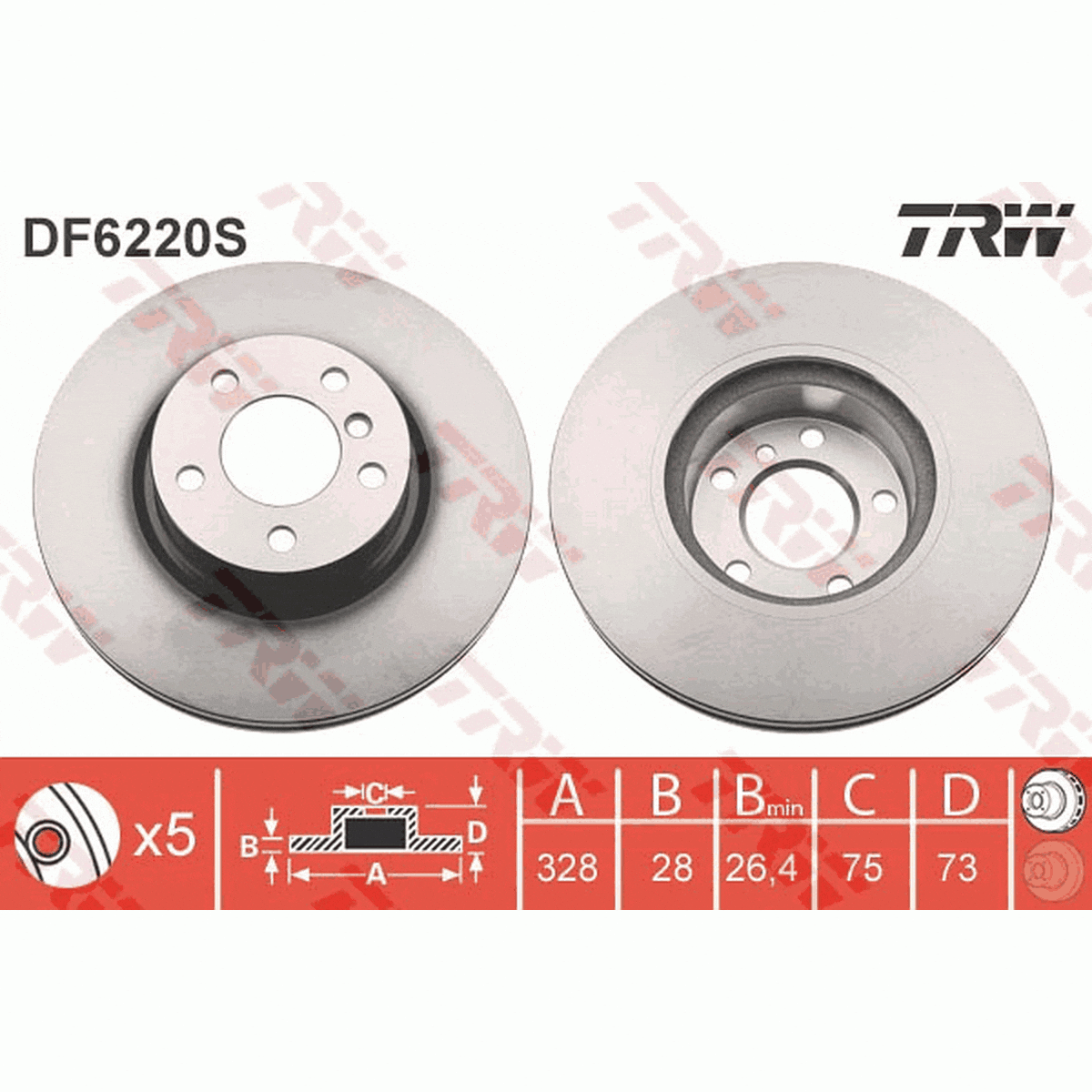 TRW Brake Rotor Front DF6220S