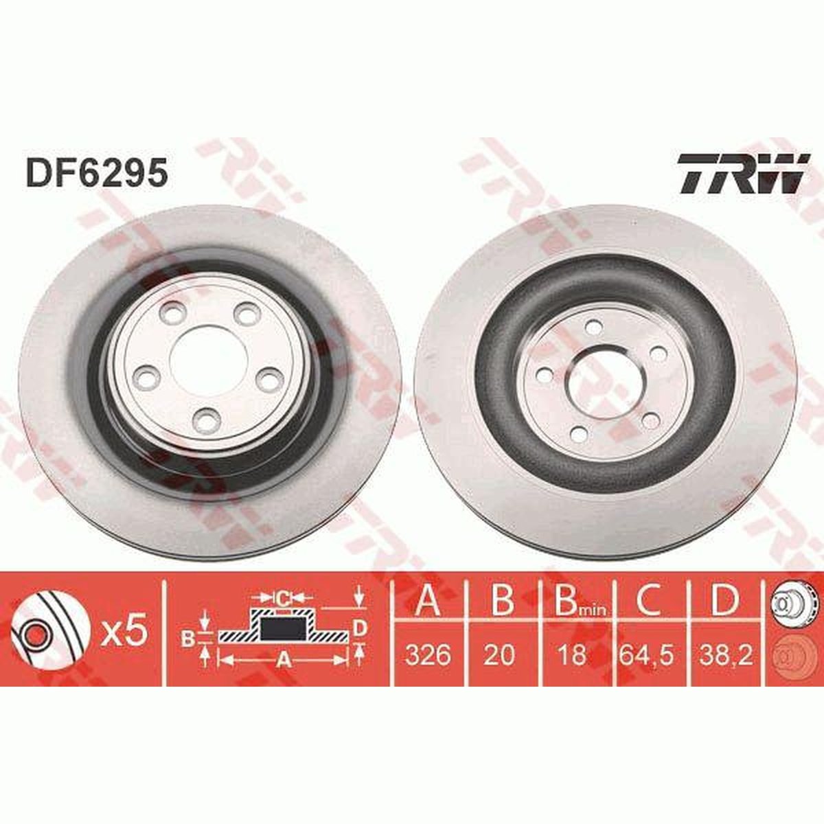 TRW Brake Rotor 326mm Rear DF6295S