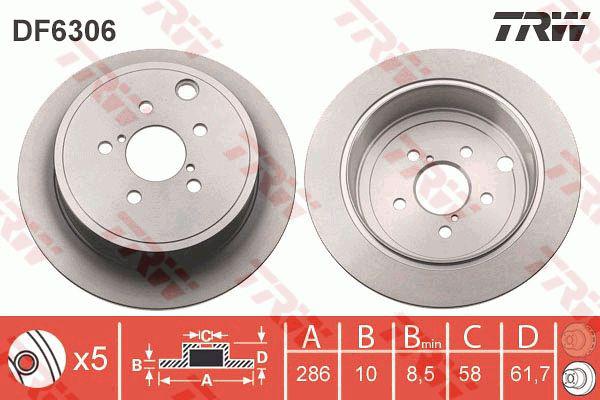 TRW Brake Rotor 286mm Rear DF6306S