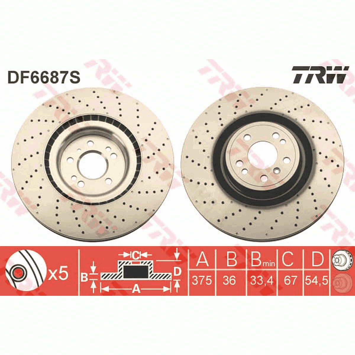 TRW Brake Rotor Front DF6687S