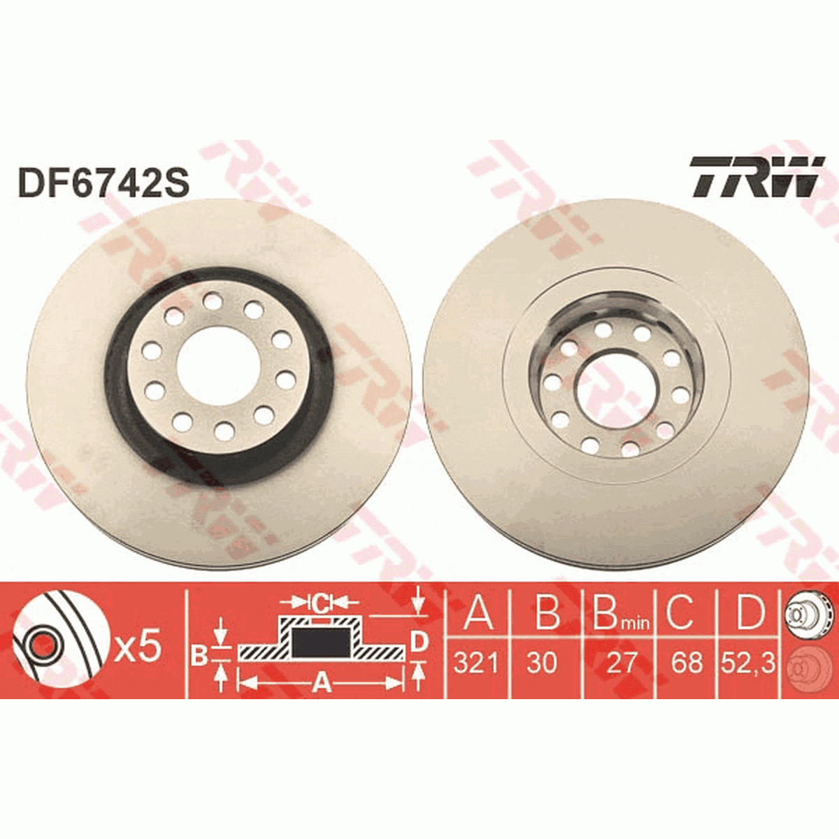 TRW Brake Rotor 321mm Front DF6742S