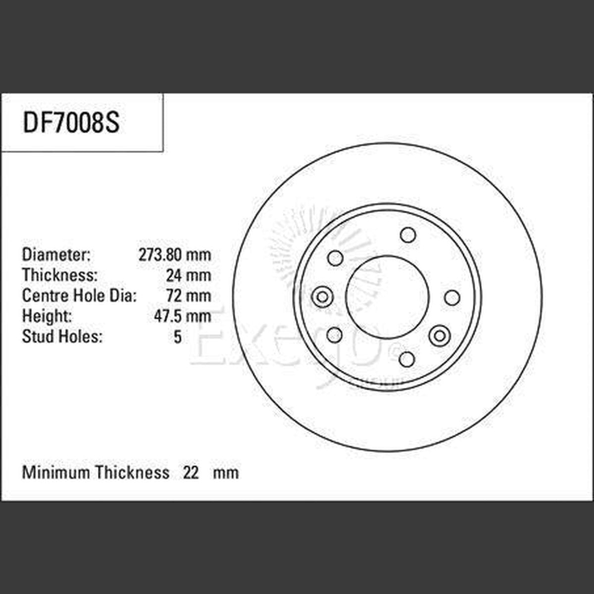 TRW Brake Rotor 274mm Front DF7008S