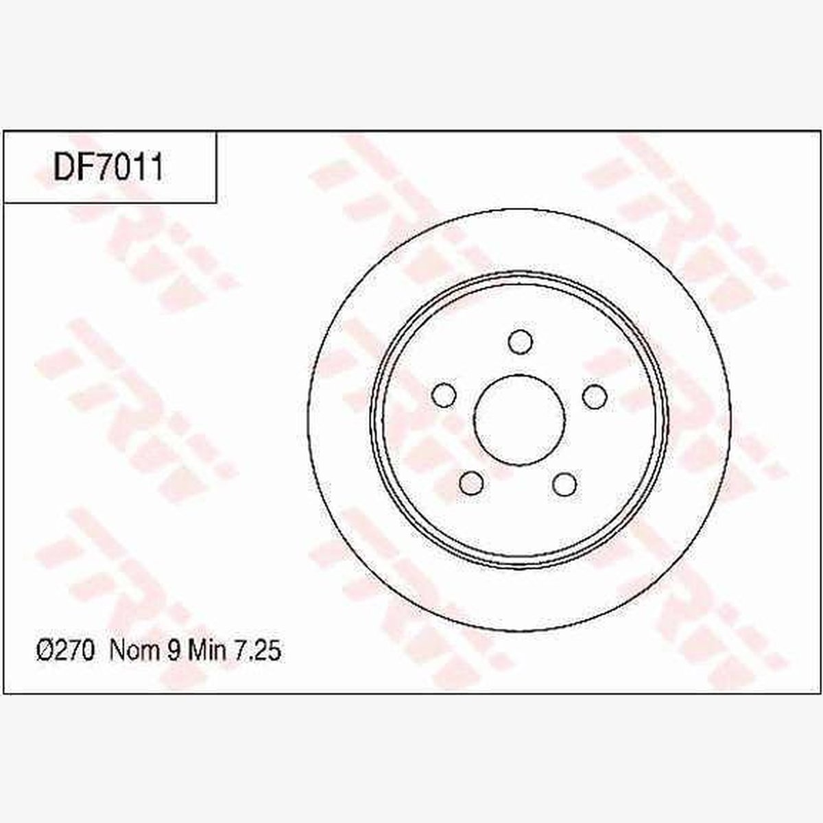 TRW Brake Rotor 270mm Rear DF7011S