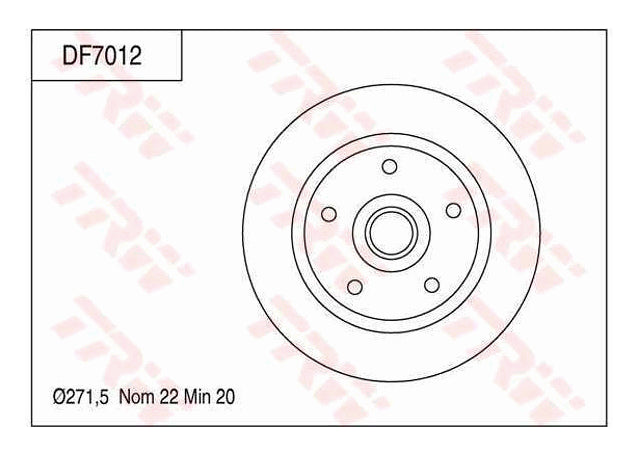 TRW Brake Rotor Single 271.5mm Front DF7012S