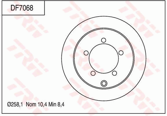 TRW Brake Rotor Pair 258.1mm Rear DF7068S
