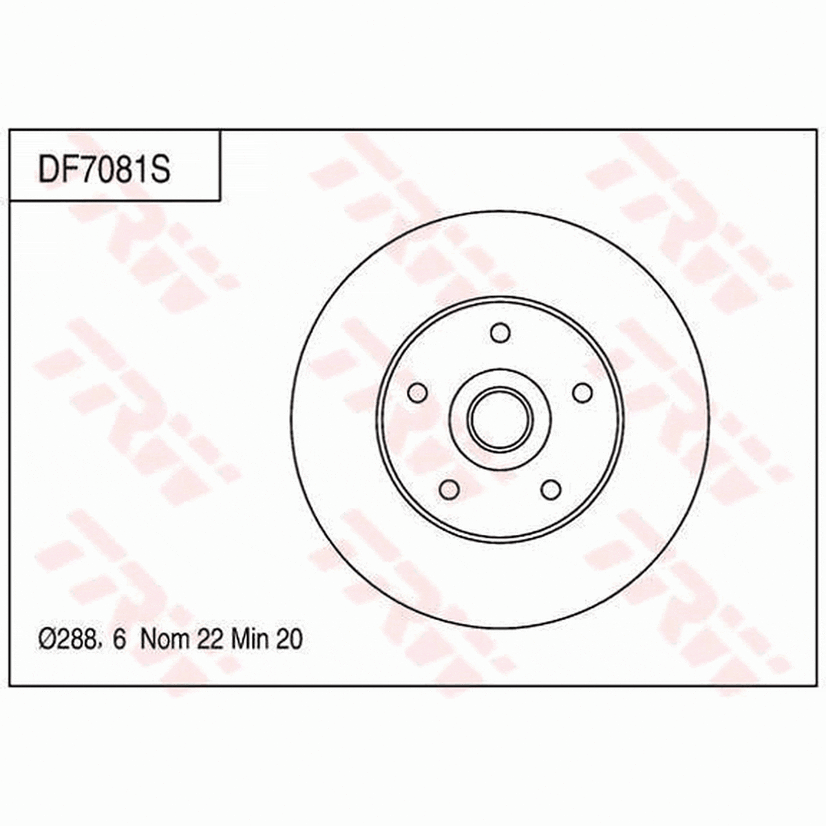 TRW Brake Rotor 288.6mm Front DF7081S
