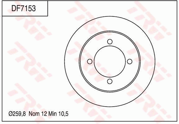 TRW Brake Rotor Pair 259.8mm Rear DF7153S