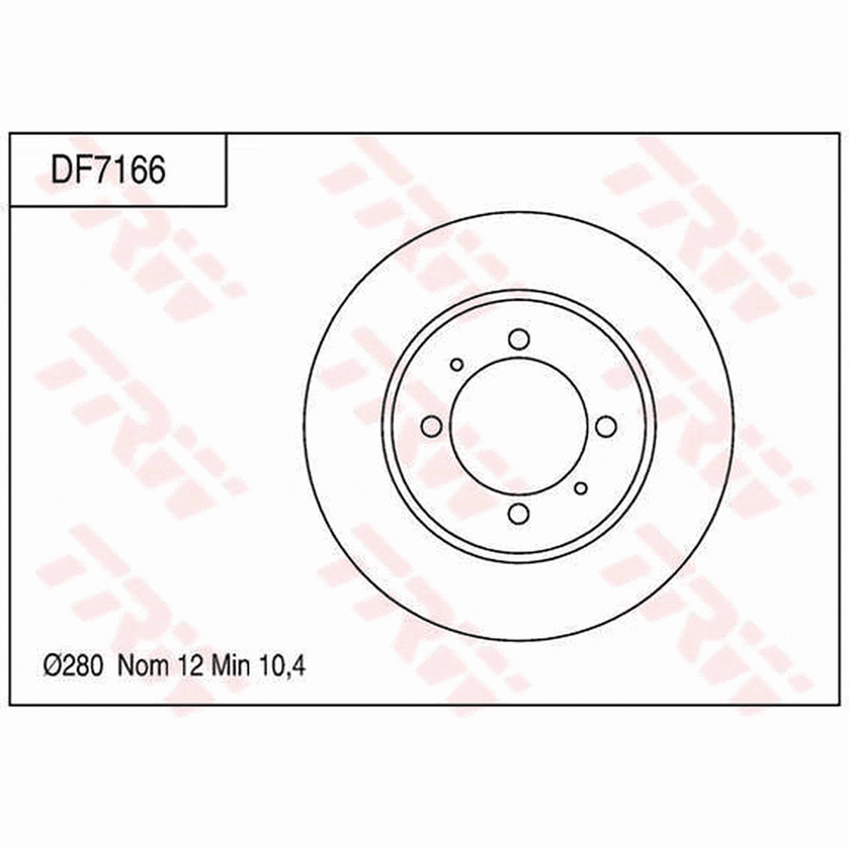 TRW Brake Rotor Pair 280mm Rear DF7166S