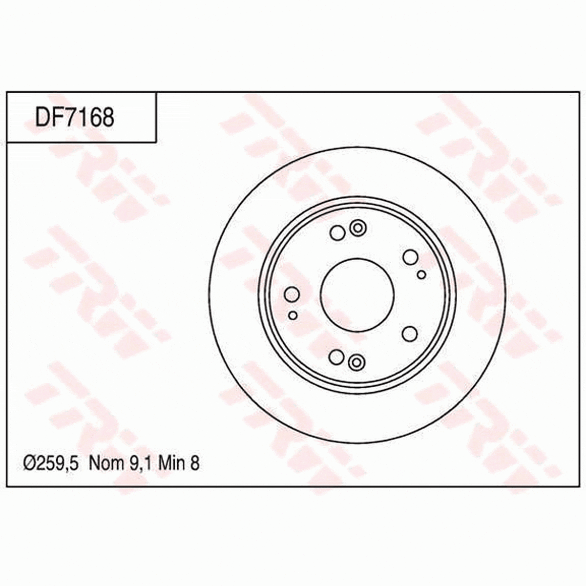 TRW Brake Rotor 259.5mm Rear DF7168S