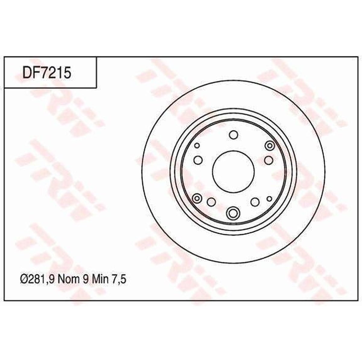 TRW Brake Rotor 281.9mm Rear DF7215S