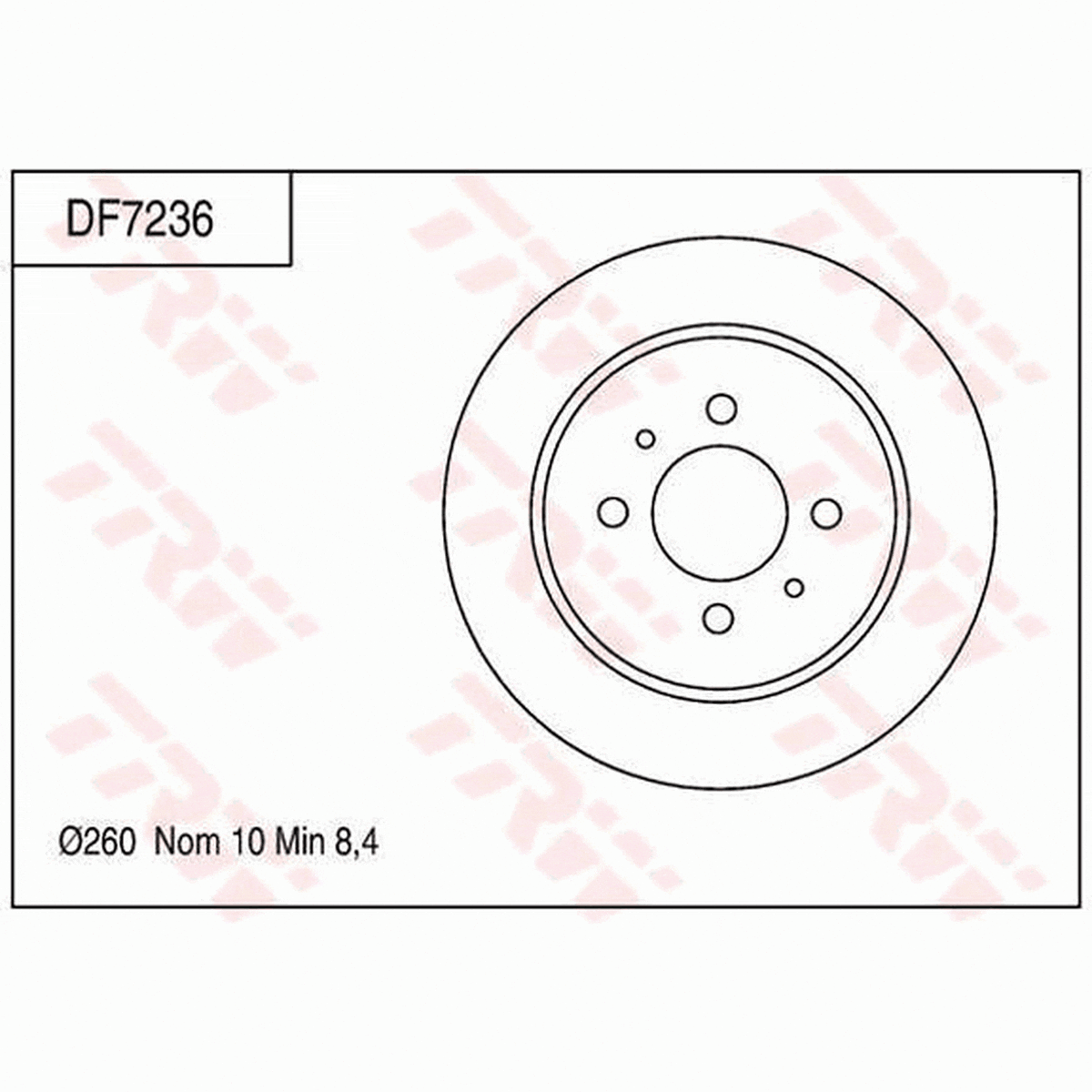 TRW Brake Rotor Single 260mm Rear DF7236S