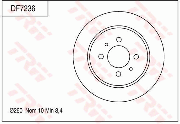 TRW Brake Rotor Pair 260mm Rear DF7236S