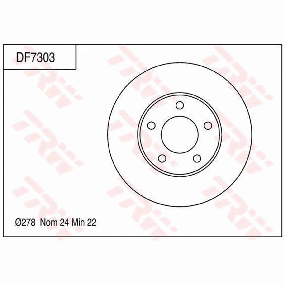 TRW Brake Rotor 278mm Front DF7303S