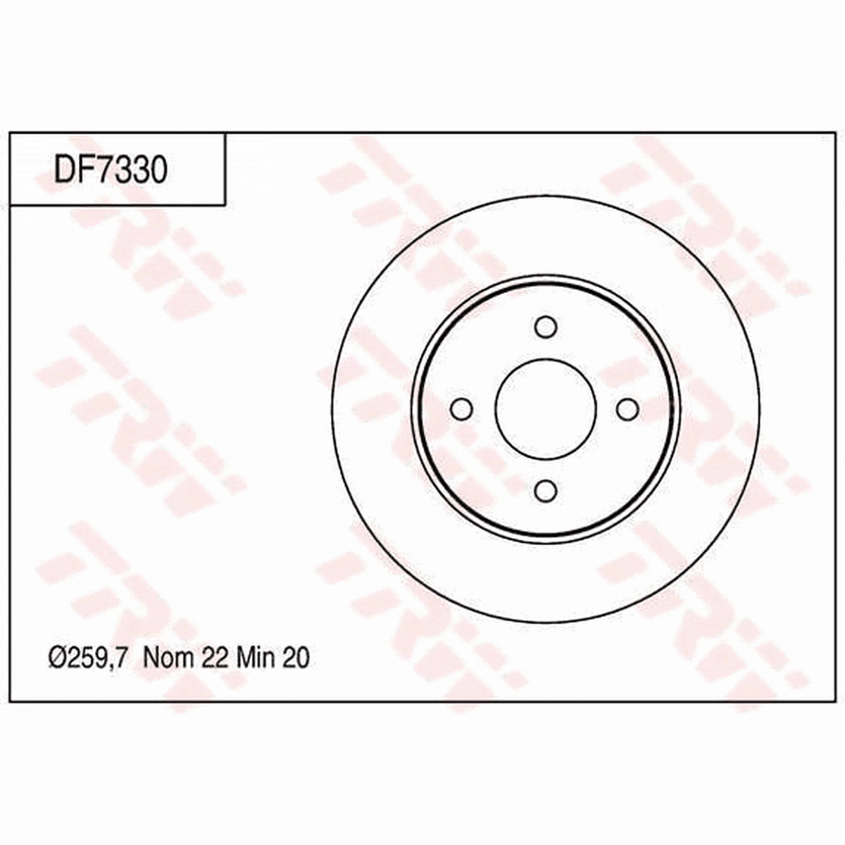 TRW Brake Rotor Single 259.7mm Front DF7330S