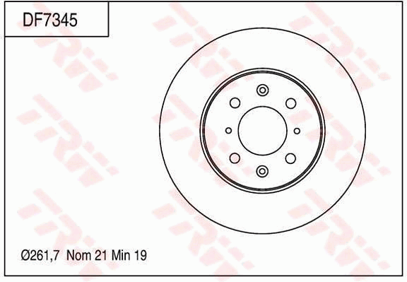 TRW Brake Rotor 261.7mm Front DF7345S