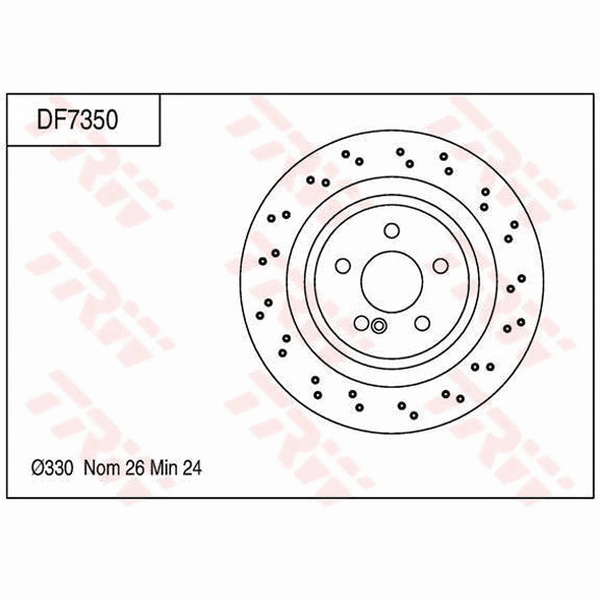 TRW Brake Rotor Pair 330mm Rear DF7350S