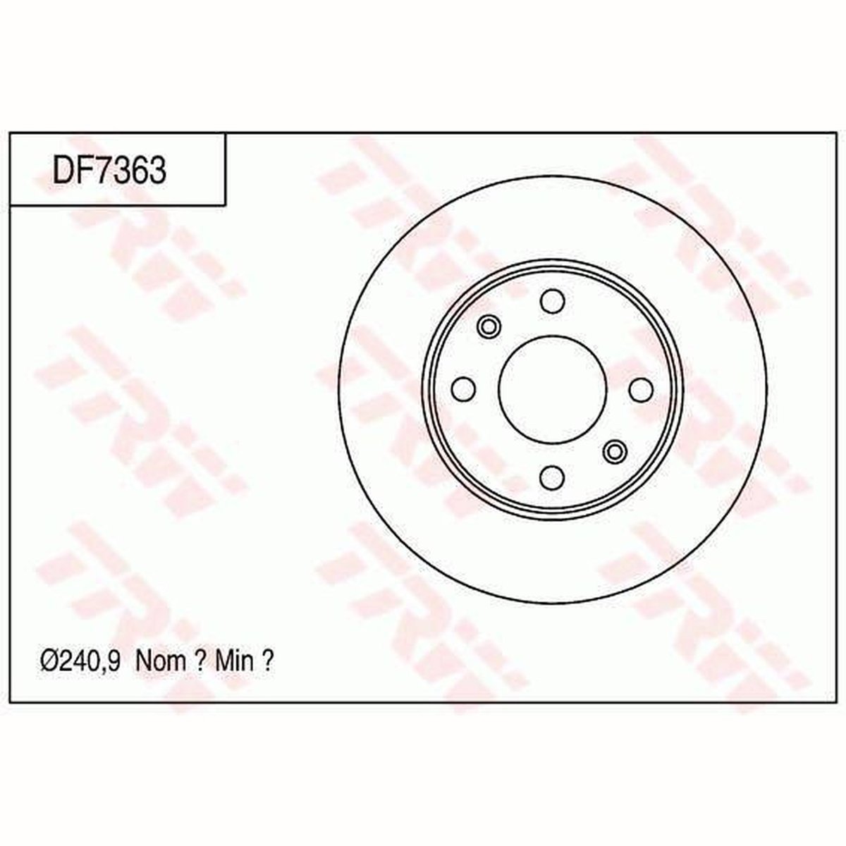 TRW Brake Rotor 240.9mm Front DF7363S
