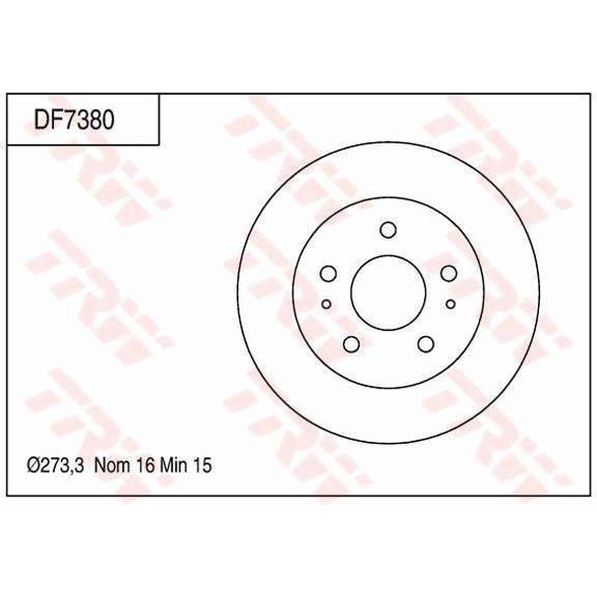 TRW Brake Rotor 273.3mm Front DF7380S