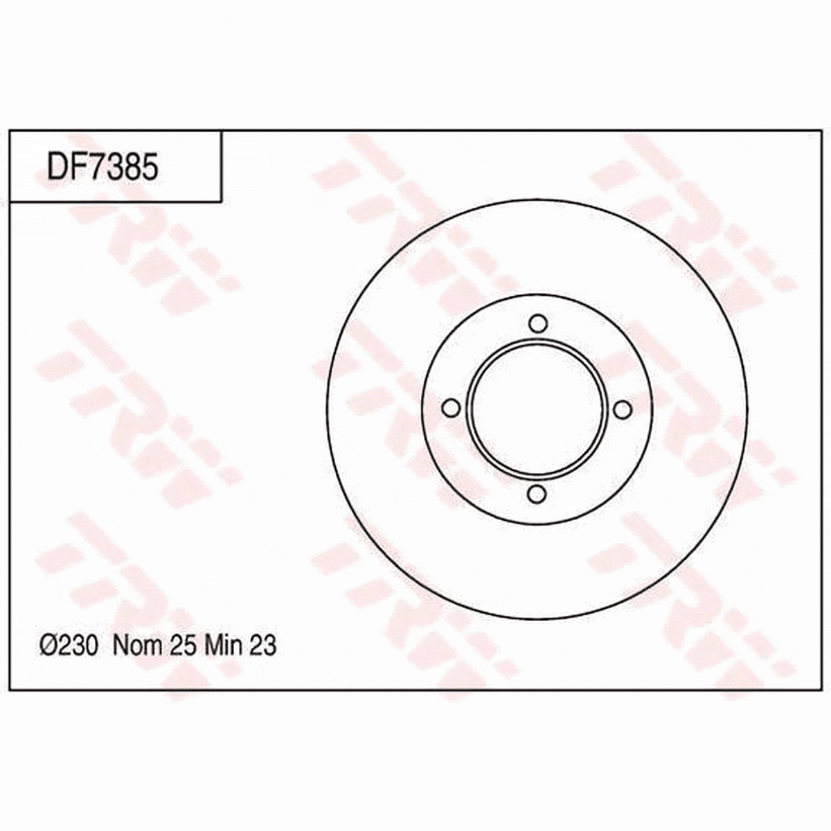 TRW Brake Rotor 230mm Front DF7385S