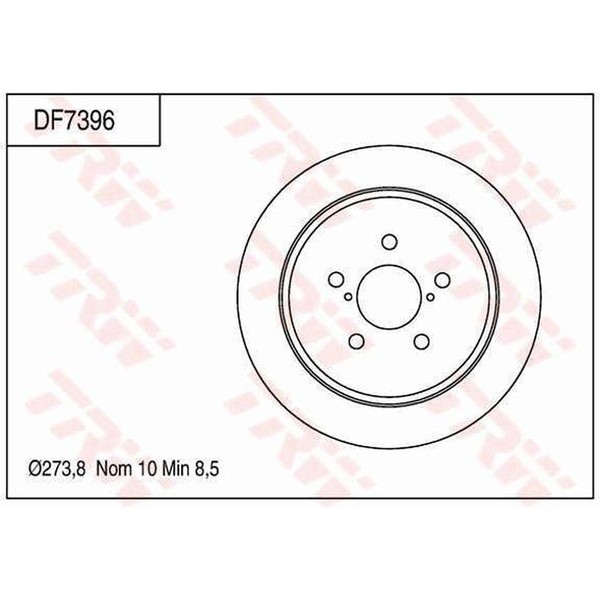 TRW Brake Rotor 273.8mm Rear DF7396S