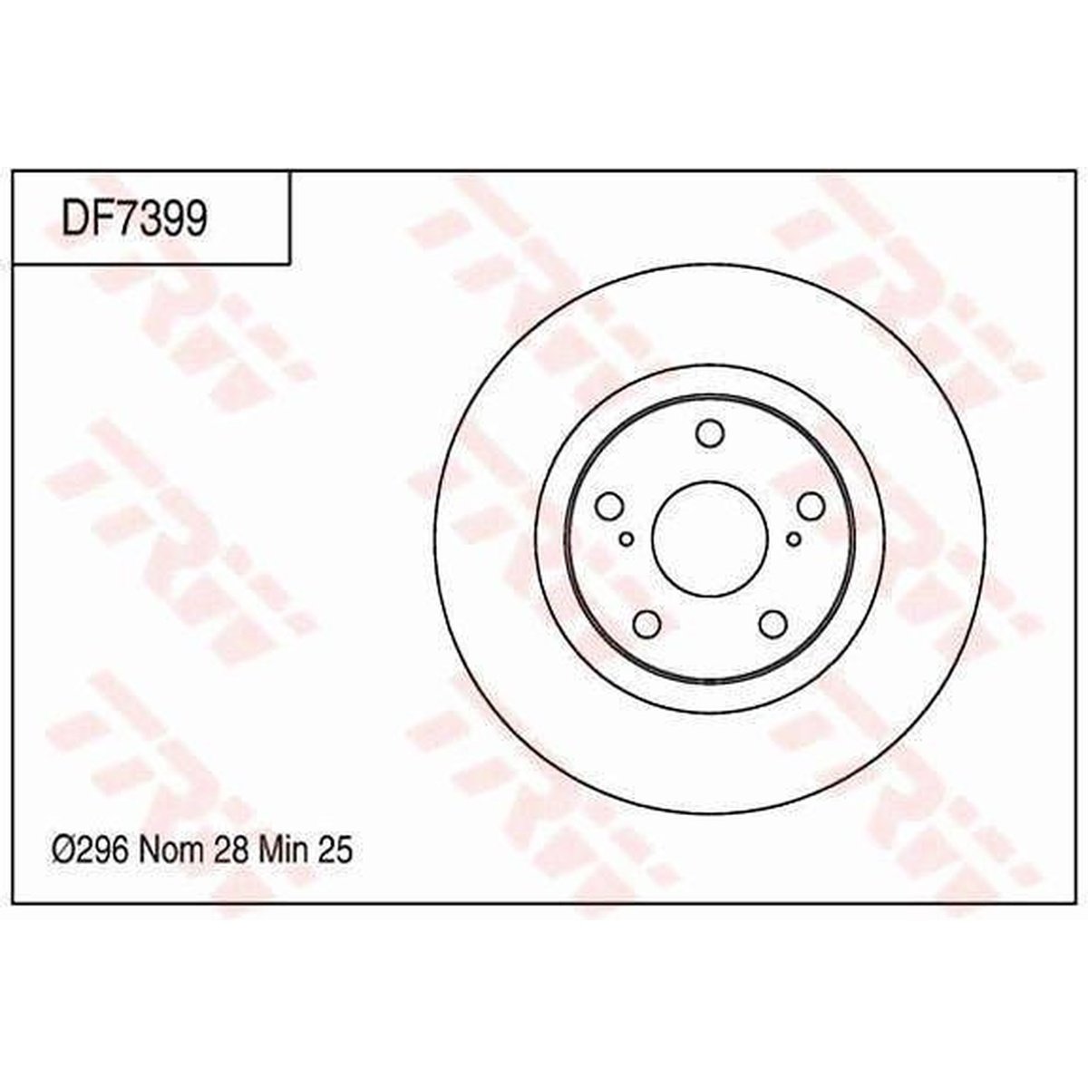 TRW Brake Rotor 296mm Front DF7399S