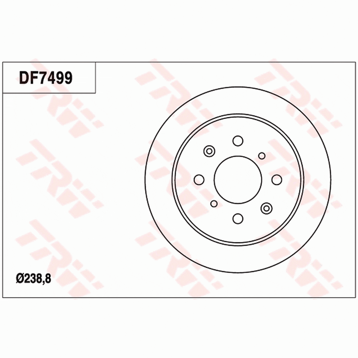TRW Brake Rotor 238.8mm Rear DF7499S