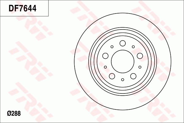 TRW Brake Rotor Pair 288mm Rear DF7644S