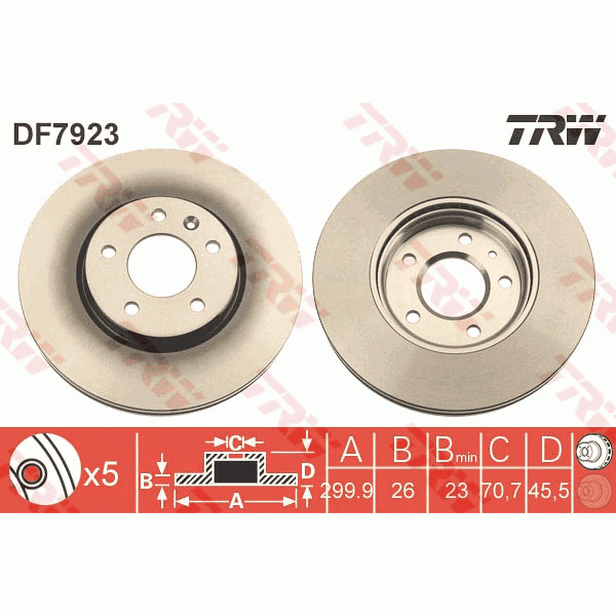 TRW Brake Rotor 300mm Front DF7923S
