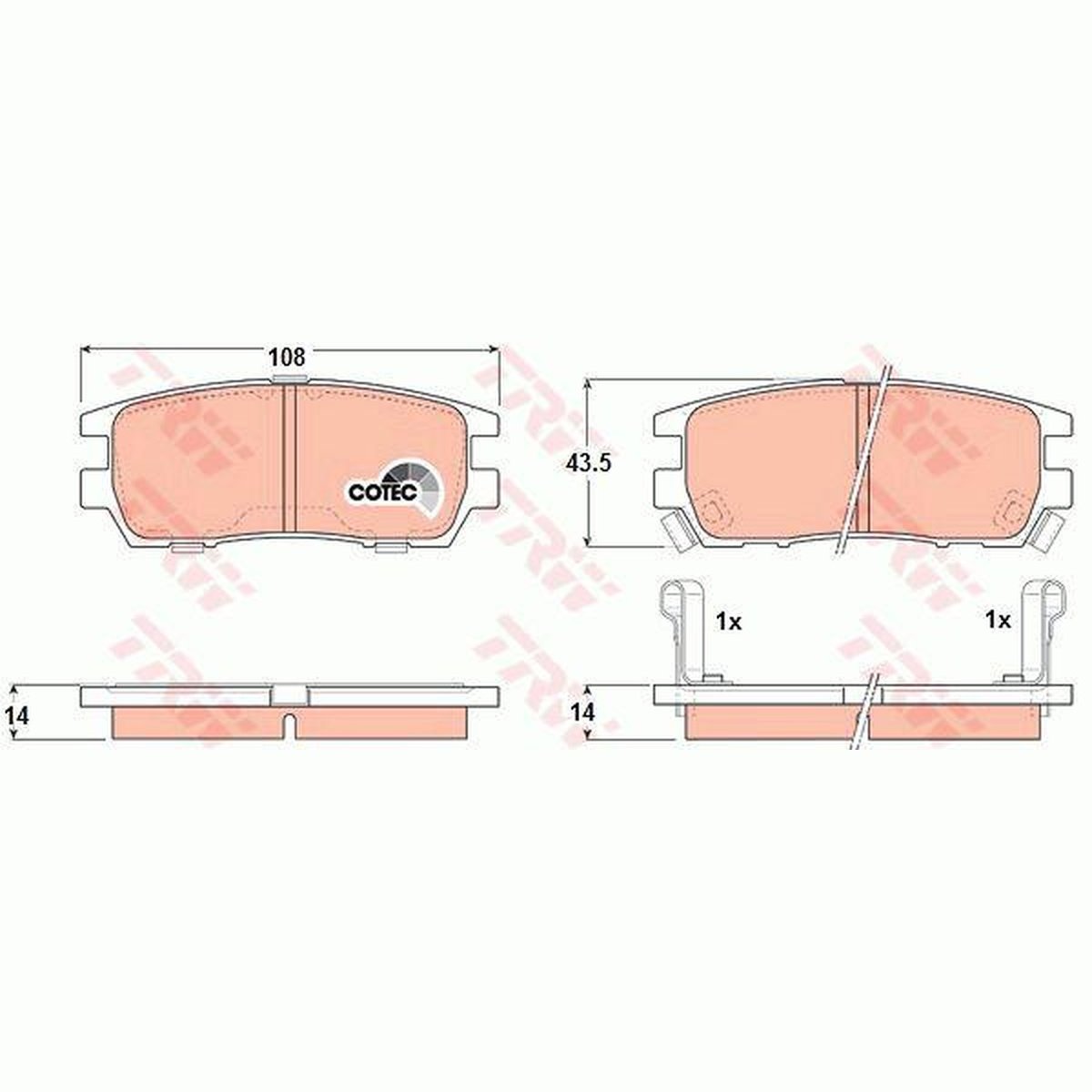 TRW DTEC Brake Pad Set Rear GDB1127DT