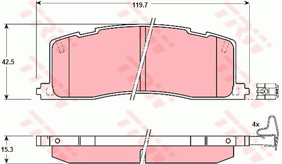 TRW DTEC Brake Pad Set Rear GDB1138DT