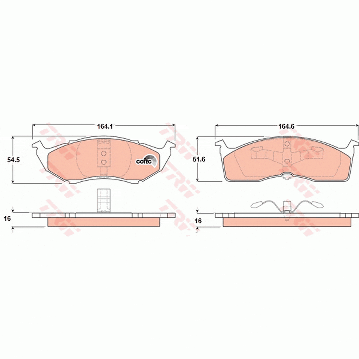 TRW DTEC Brake Pad Set Front GDB1236DT