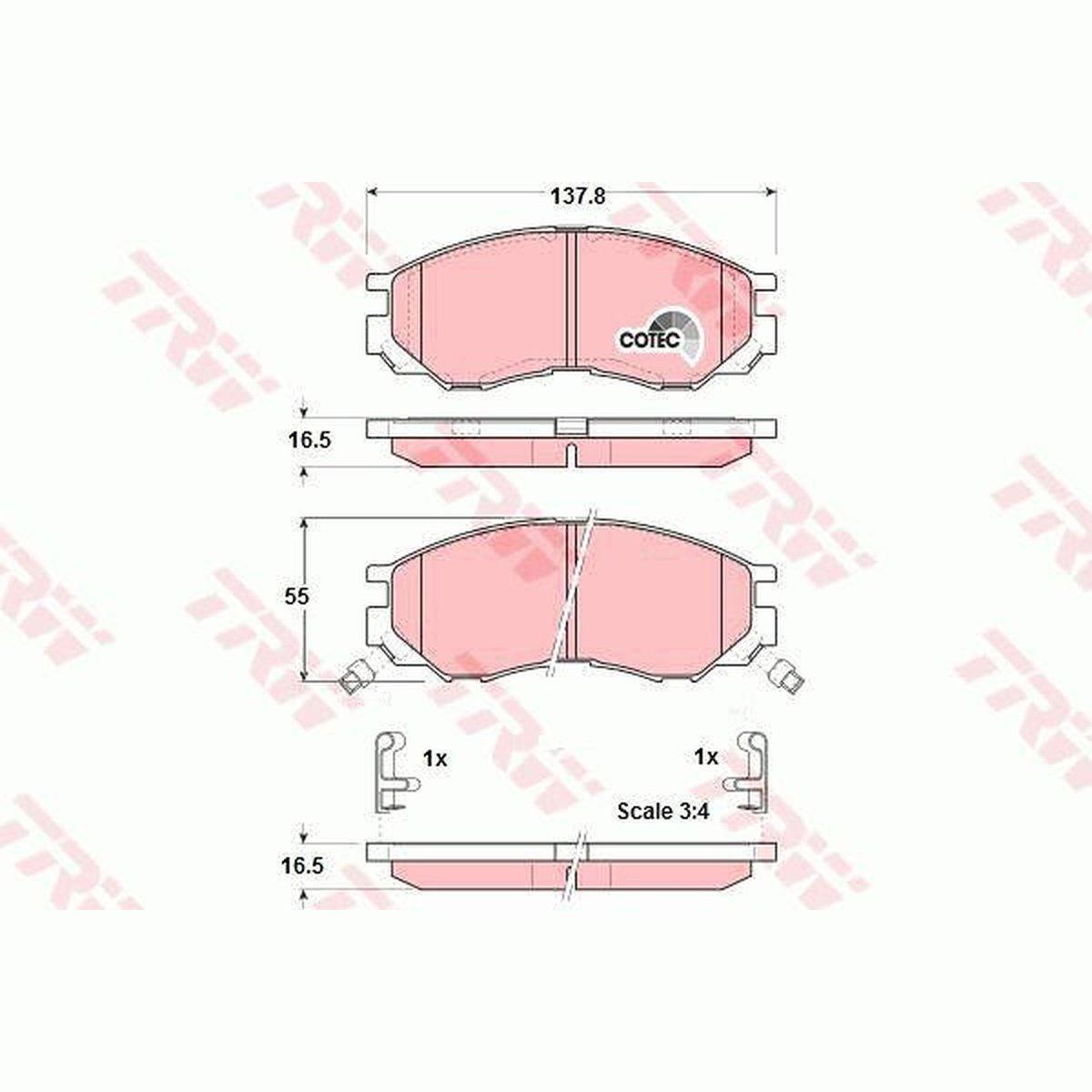 TRW DTEC Brake Pad Set Front GDB1286DT