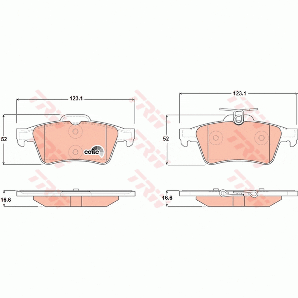 TRW DTEC Brake Pad Set Rear GDB1621DT