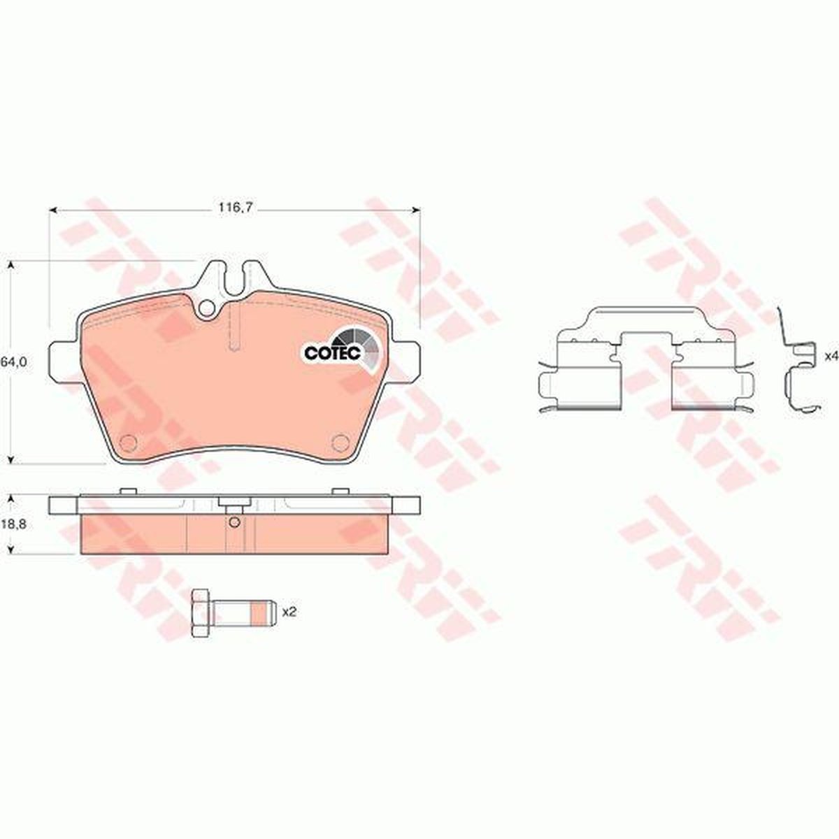 TRW Cotec Brake Pad Set Front GDB1629