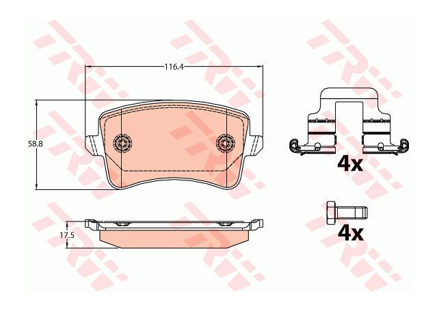 TRW Cotec Brake Pad Set Rear GDB2107