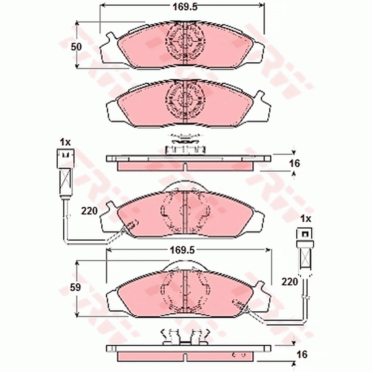 TRW Cotec Brake Pad Set Front GDB3134