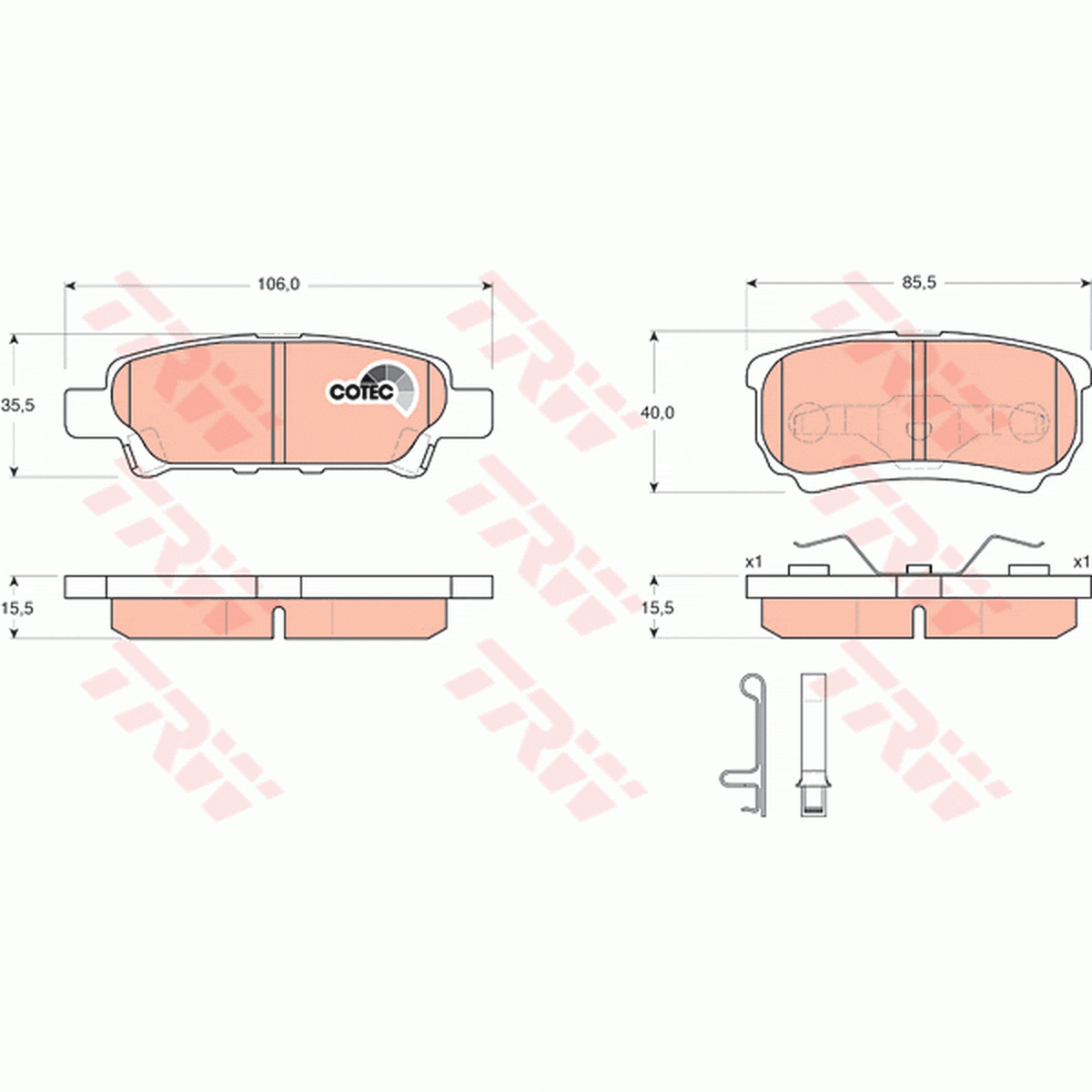 TRW DTEC Brake Pad Set Rear GDB3341DT