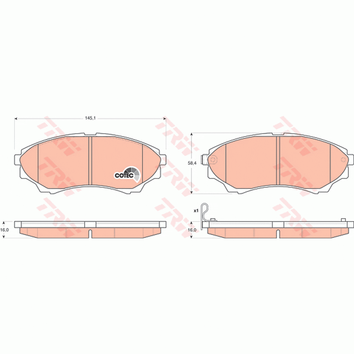 TRW Cotec Brake Pad Set Front GDB3403