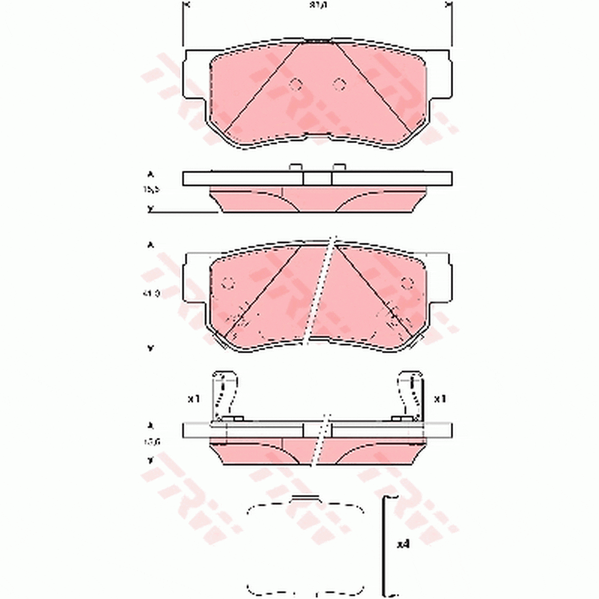 TRW Cotec Brake Pad Set Rear GDB3432