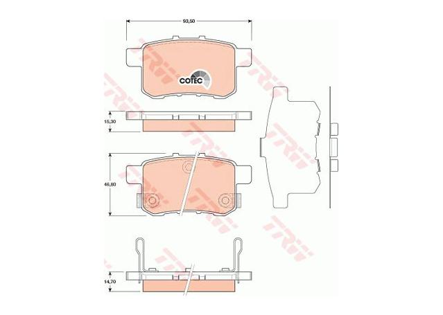 TRW Cotec Brake Pad Set Rear GDB3482