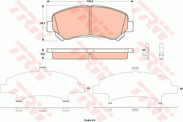 TRW Cotec Brake Pad Set Front GDB3521