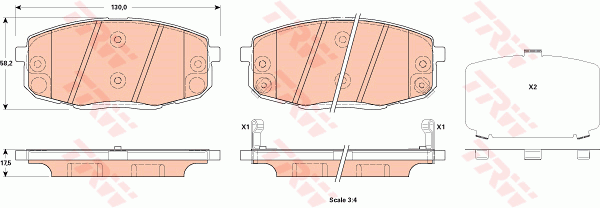 TRW Cotec Brake Pad Set Front GDB3523