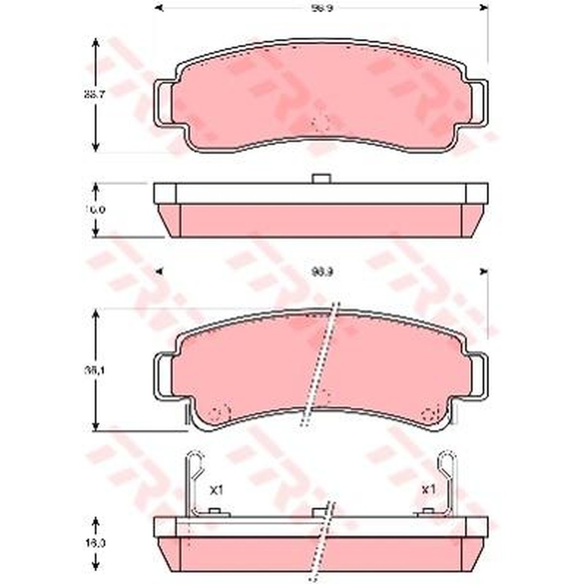 TRW Cotec Brake Pad Set Rear GDB1014