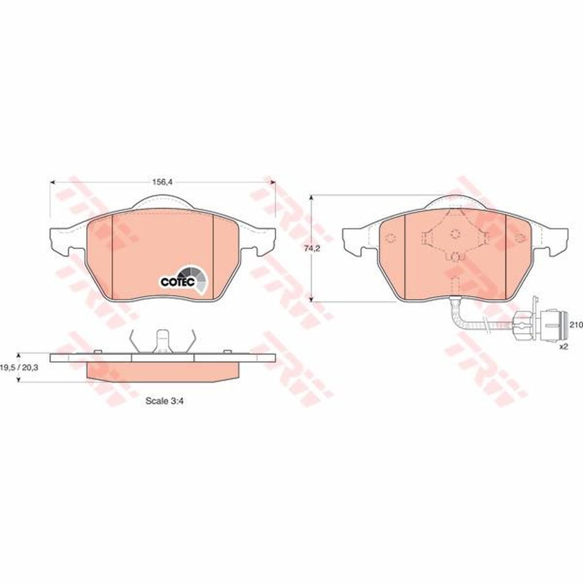 TRW Cotec Brake Pad Set Front GDB1049