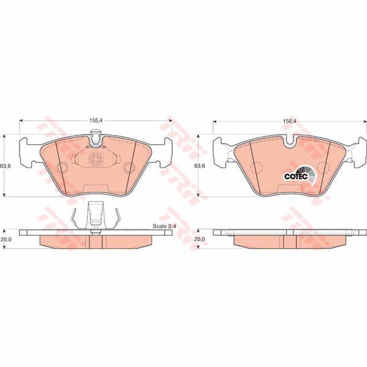 TRW Cotec Brake Pad Set Front GDB1264