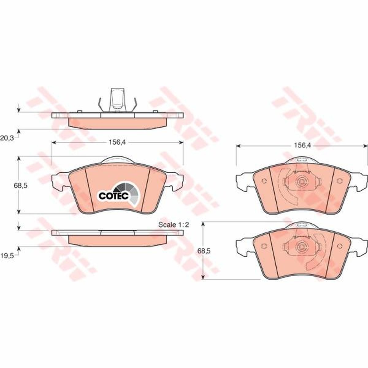 TRW Cotec Brake Pad Set Front GDB1282